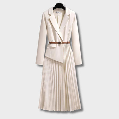 Hayden Rosy - Pleated Belted Blazer Dress