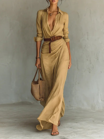 Hayden Thames | Lapel-Wrap Maxi Dress