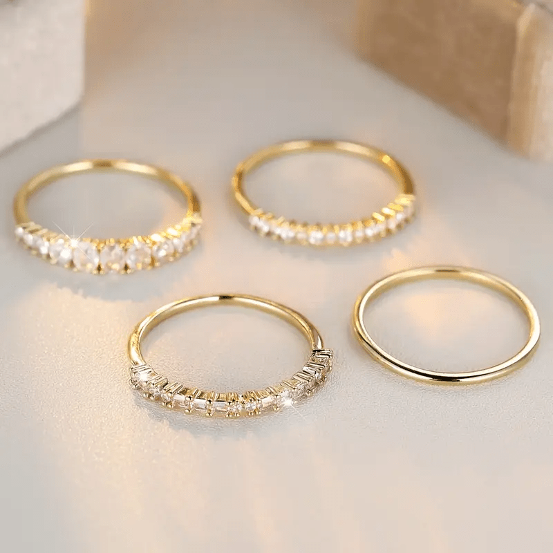 Hayden Mia | 14k Golden Zirconia Stacking Rings