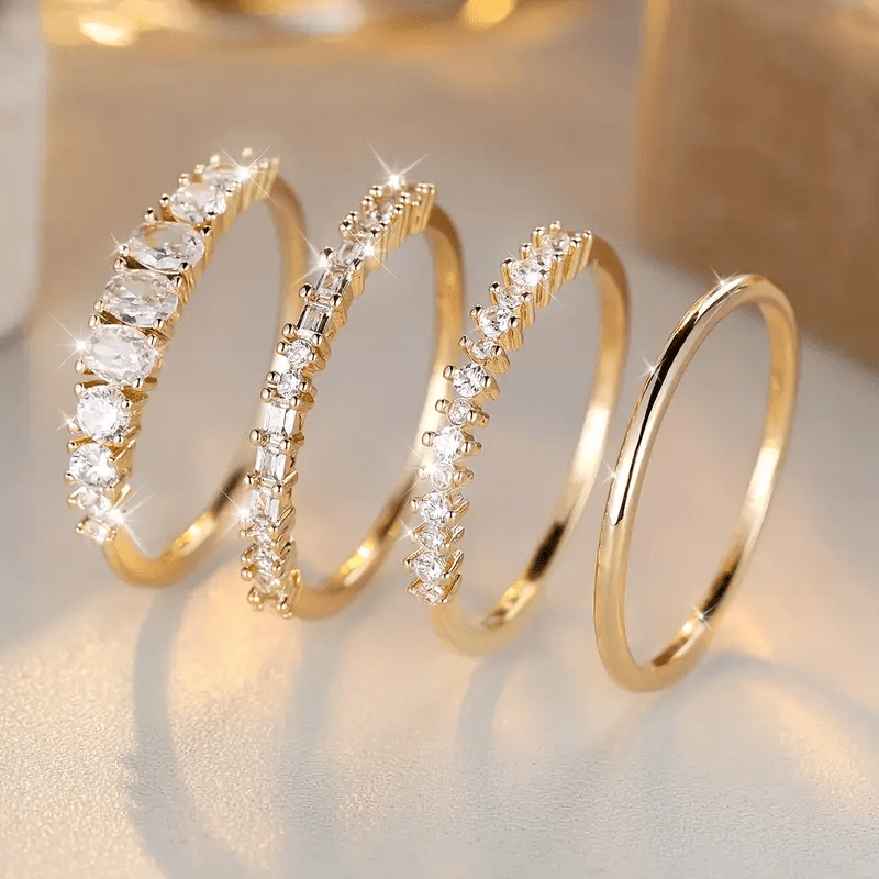 Hayden Mia | 14k Golden Zirconia Stacking Rings