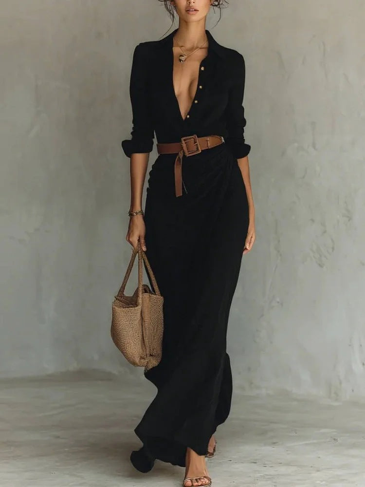 Hayden Thames | Lapel-Wrap Maxi Dress