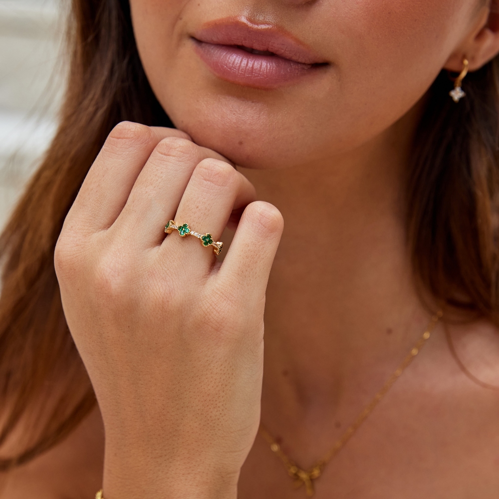 Hayden Lucky | Clover Crystal Ring