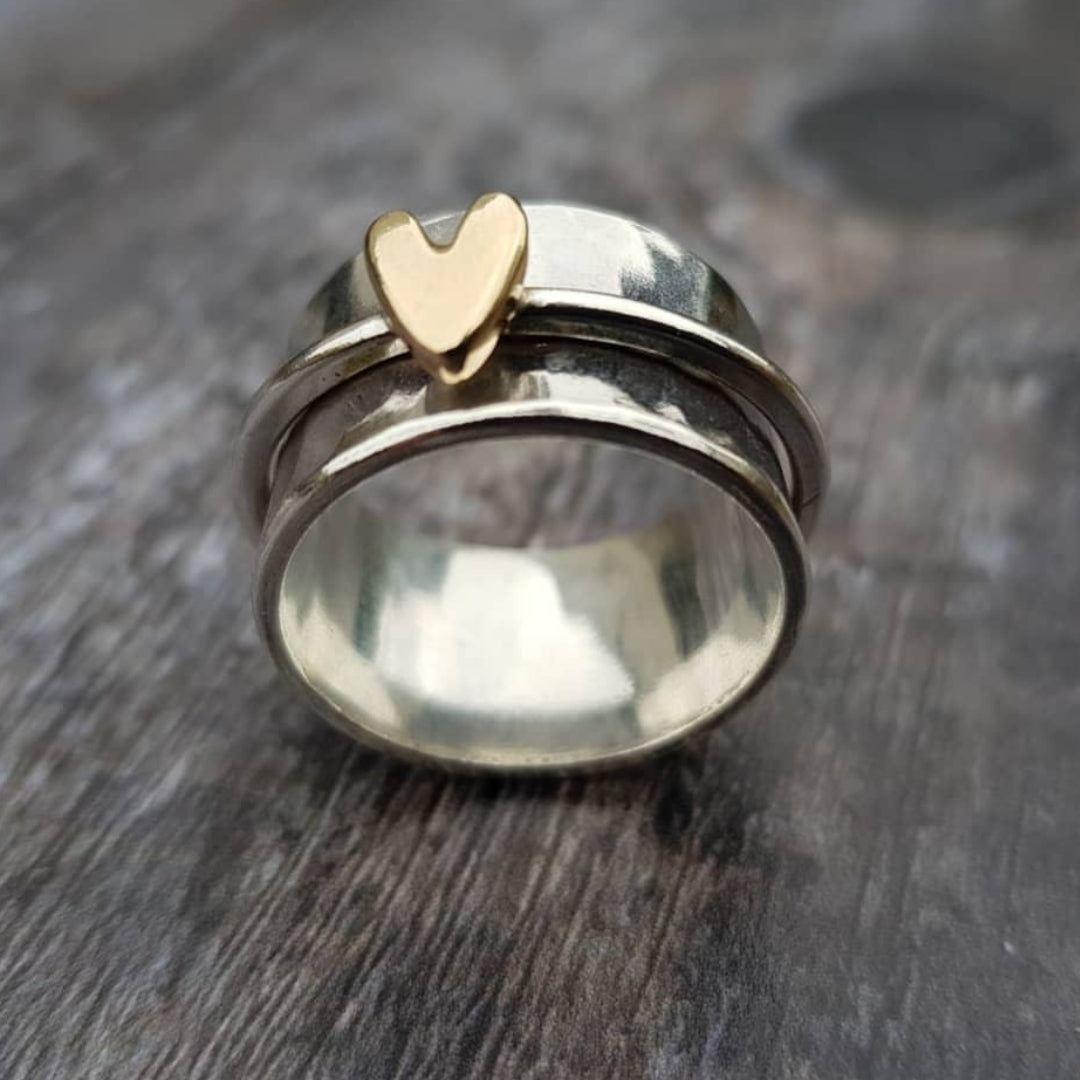 Hayden Jill | Golden Heart Silver Ring