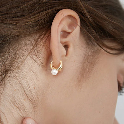 Elegant Golden Pearl Studs