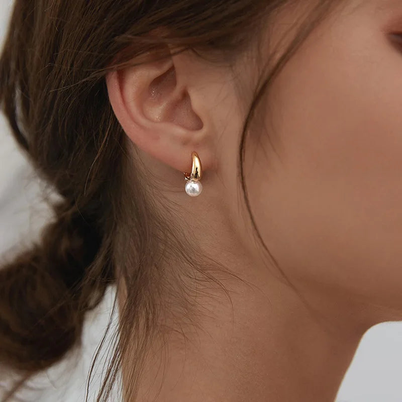 Elegant Golden Pearl Studs