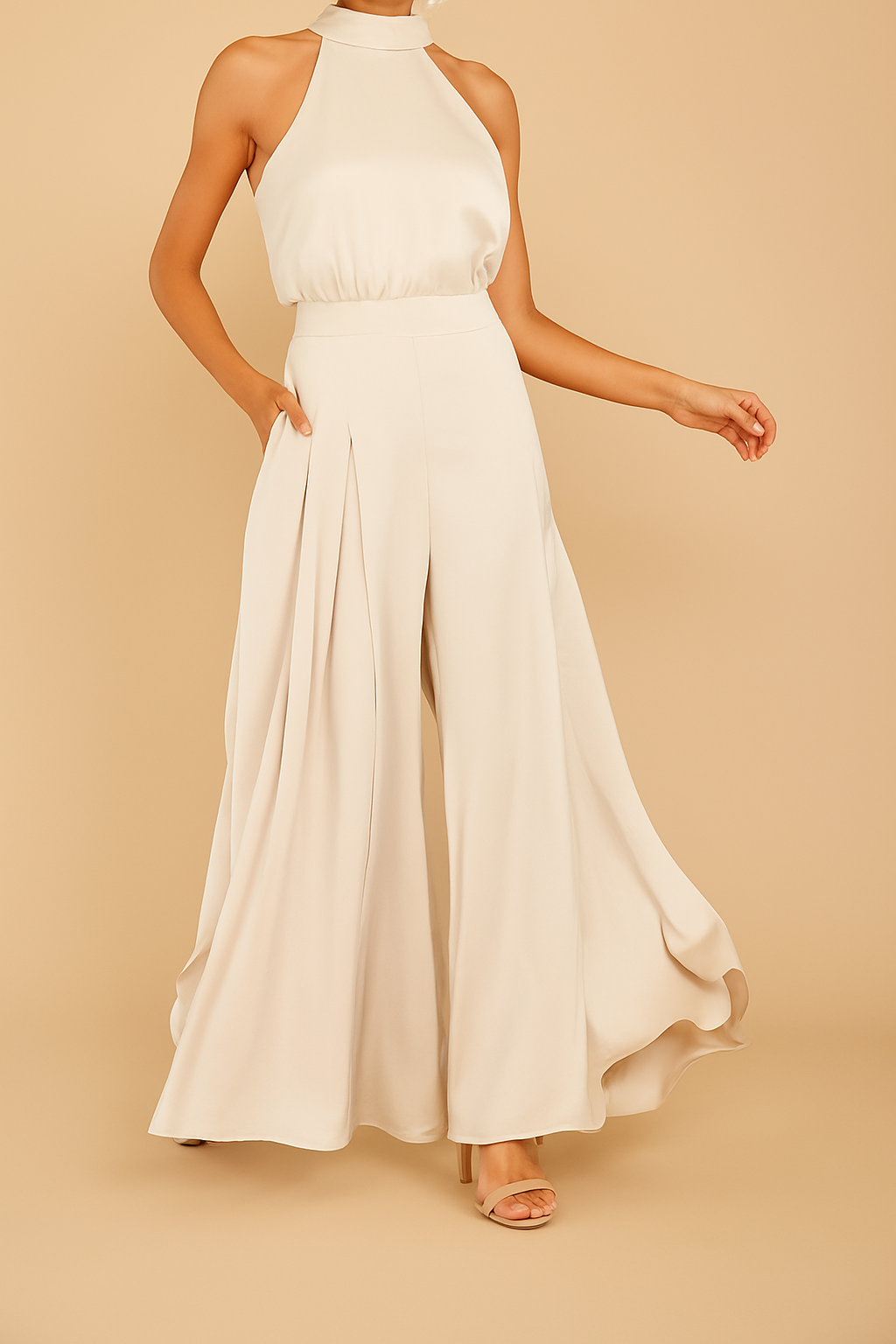 Hayden Luxi | Halter Satin Jumpsuit