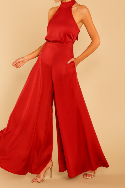 Hayden Luxi | Halter Satin Jumpsuit