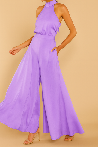 Hayden Luxi | Halter Satin Jumpsuit