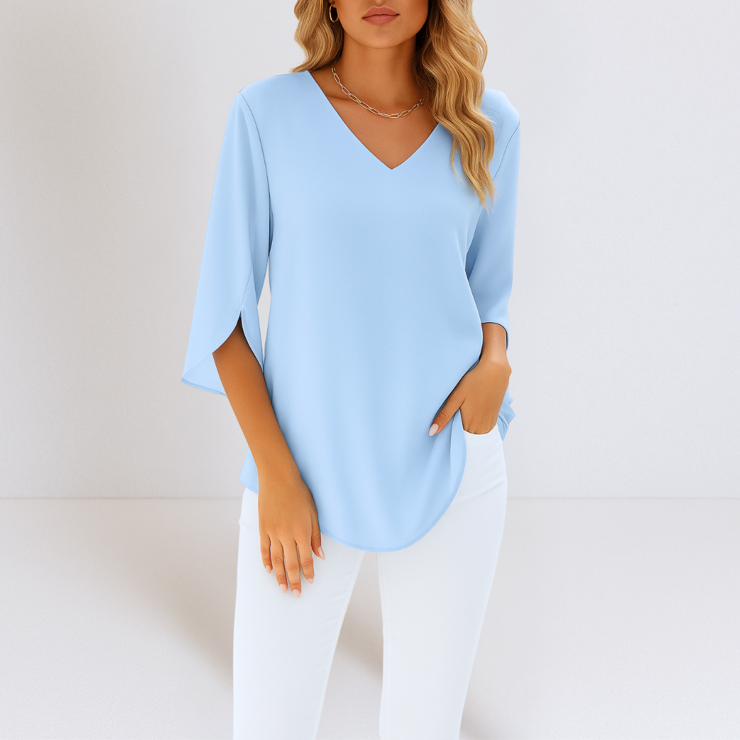 Hayden Lara | Elegant V-Neck Top With Tummy Coverage