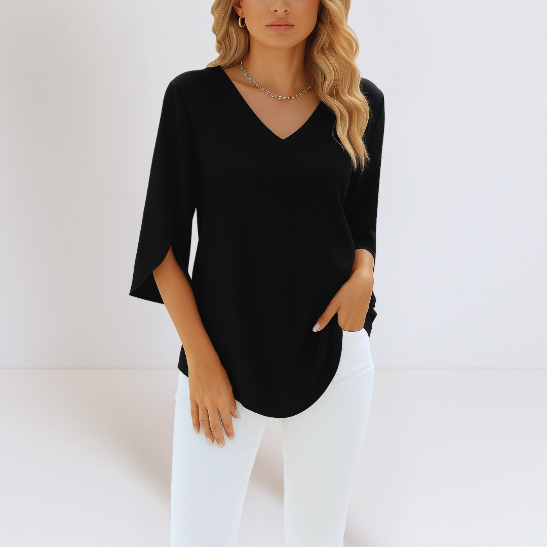 Hayden Lara | Elegant V-Neck Top With Tummy Coverage