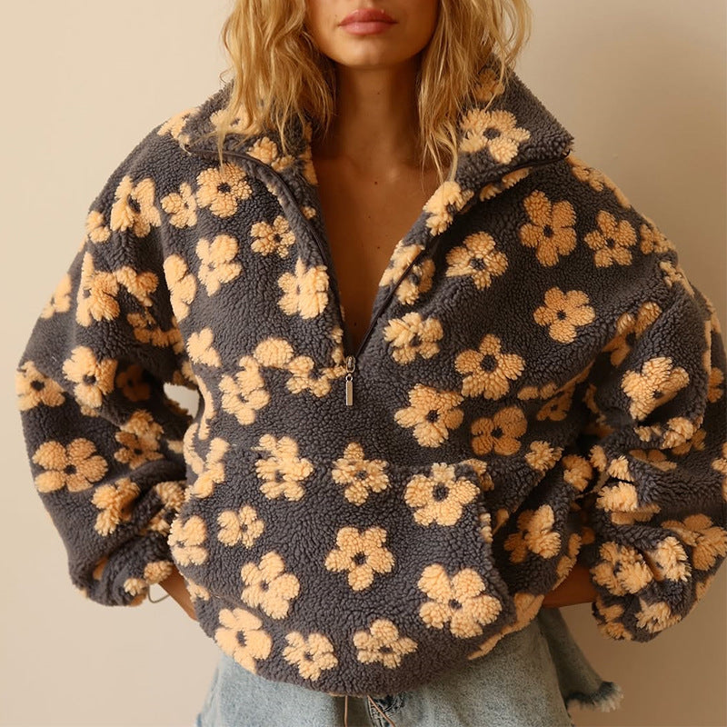 Hayden Renley | Fleece Sweater With Floral Print