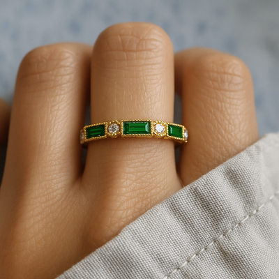 Hayden Alex | Green Inlaid Zirconia Gold Ring