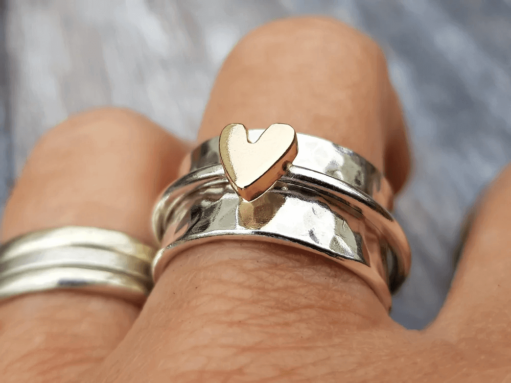 Hayden Jill | Golden Heart Silver Ring