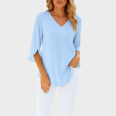 Hayden Lara | Elegant V-Neck Top With Tummy Coverage