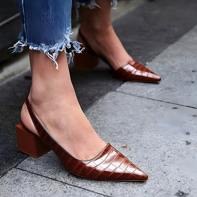 Hayden Linn | Croc-Embossed Slingback Heels