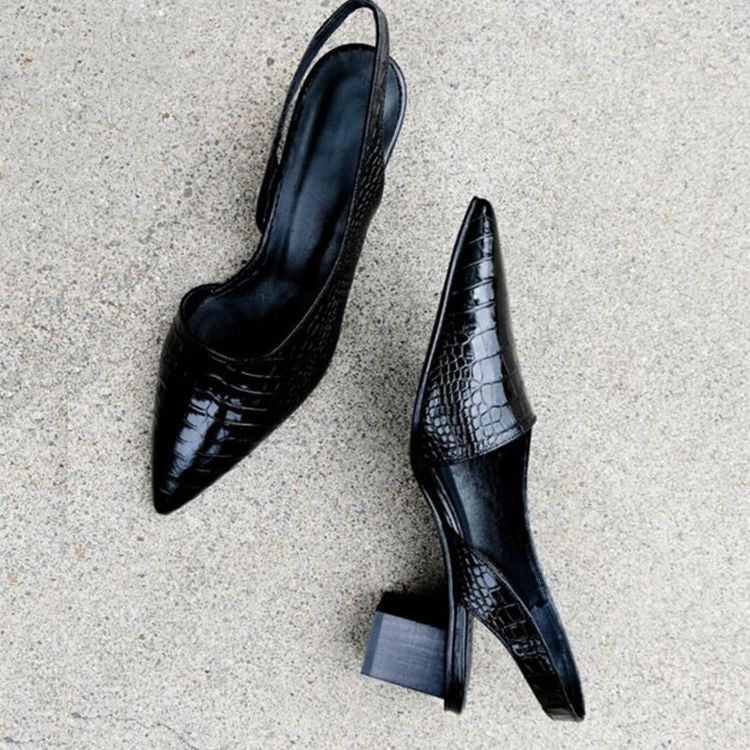 Hayden Linn | Croc-Embossed Slingback Heels