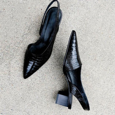 Hayden Linn | Croc-Embossed Slingback Heels