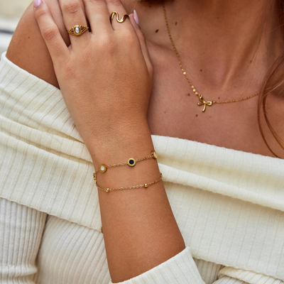 Hayden Gracie | Onyx & White Stone Bracelet