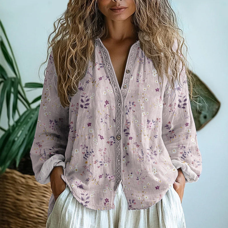 Hayden Amber™ I Vintage Leaf Print Blouse
