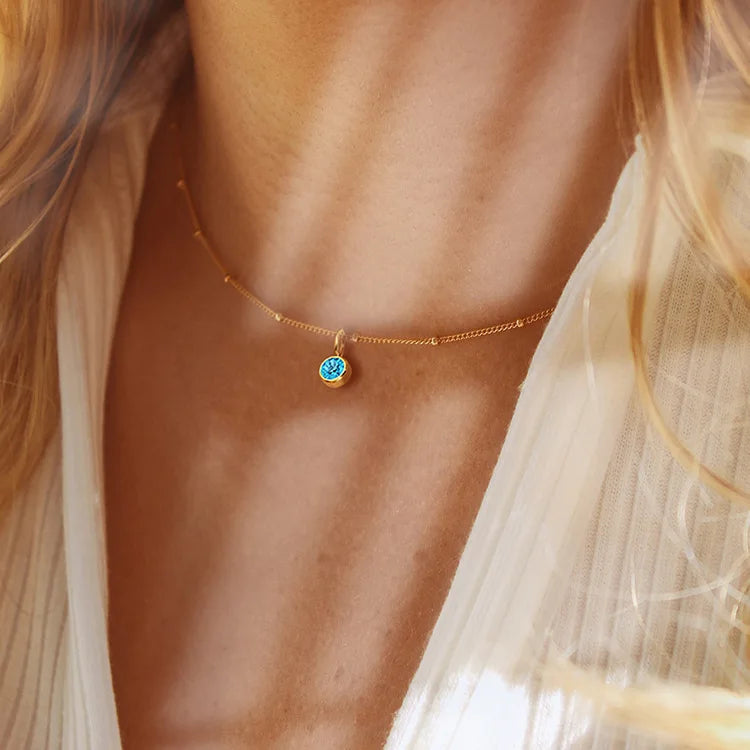 Hayden Jovy | Stainless Steel Danity Birthstone Necklace