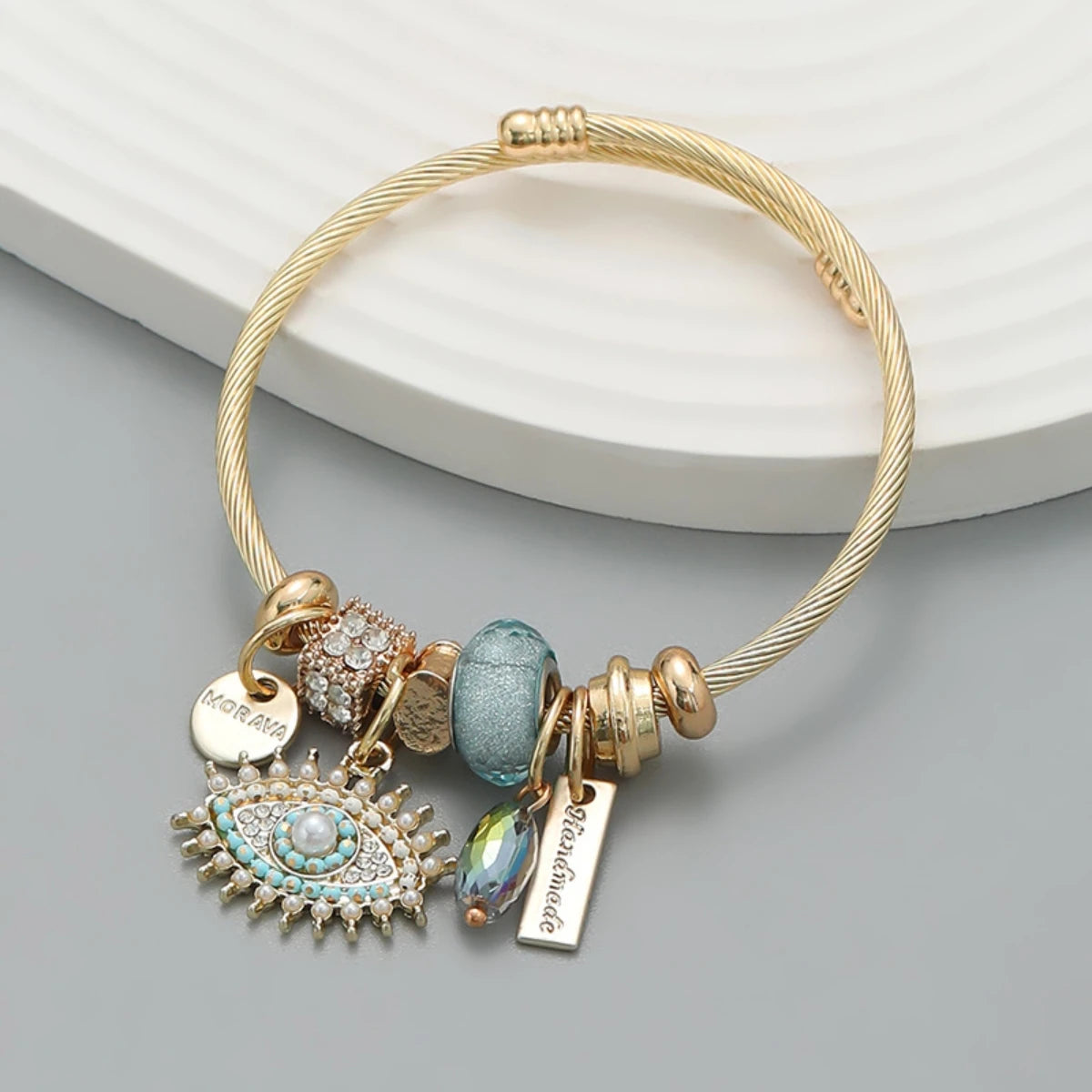 Hayden Ali |Stainless Steel Circle Panjiadora Beaded Love Bracelet