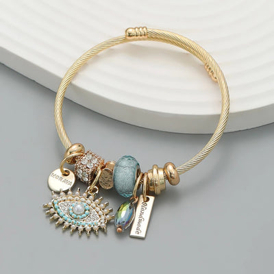 Hayden Ali |Stainless Steel Circle Panjiadora Beaded Love Bracelet
