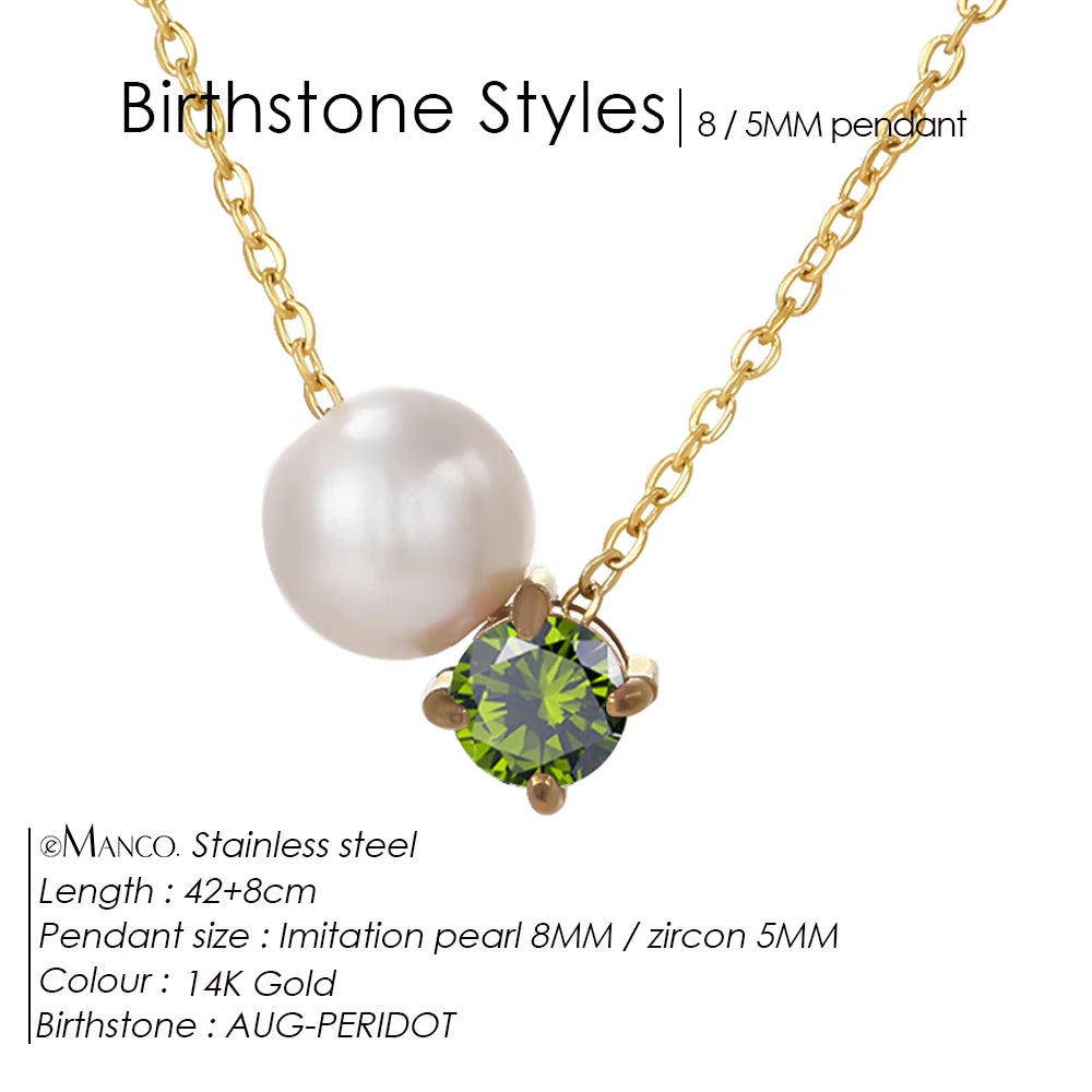 Hayden Reese | Pearls Zircon Pendant Birthstone Necklace
