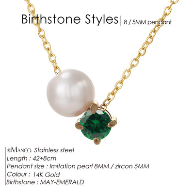 Hayden Reese | Pearls Zircon Pendant Birthstone Necklace