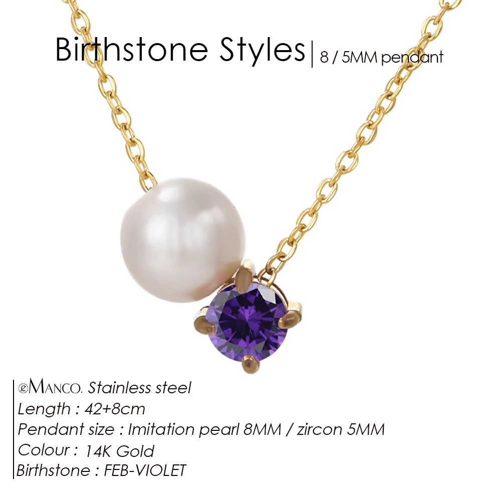 Hayden Reese | Pearls Zircon Pendant Birthstone Necklace