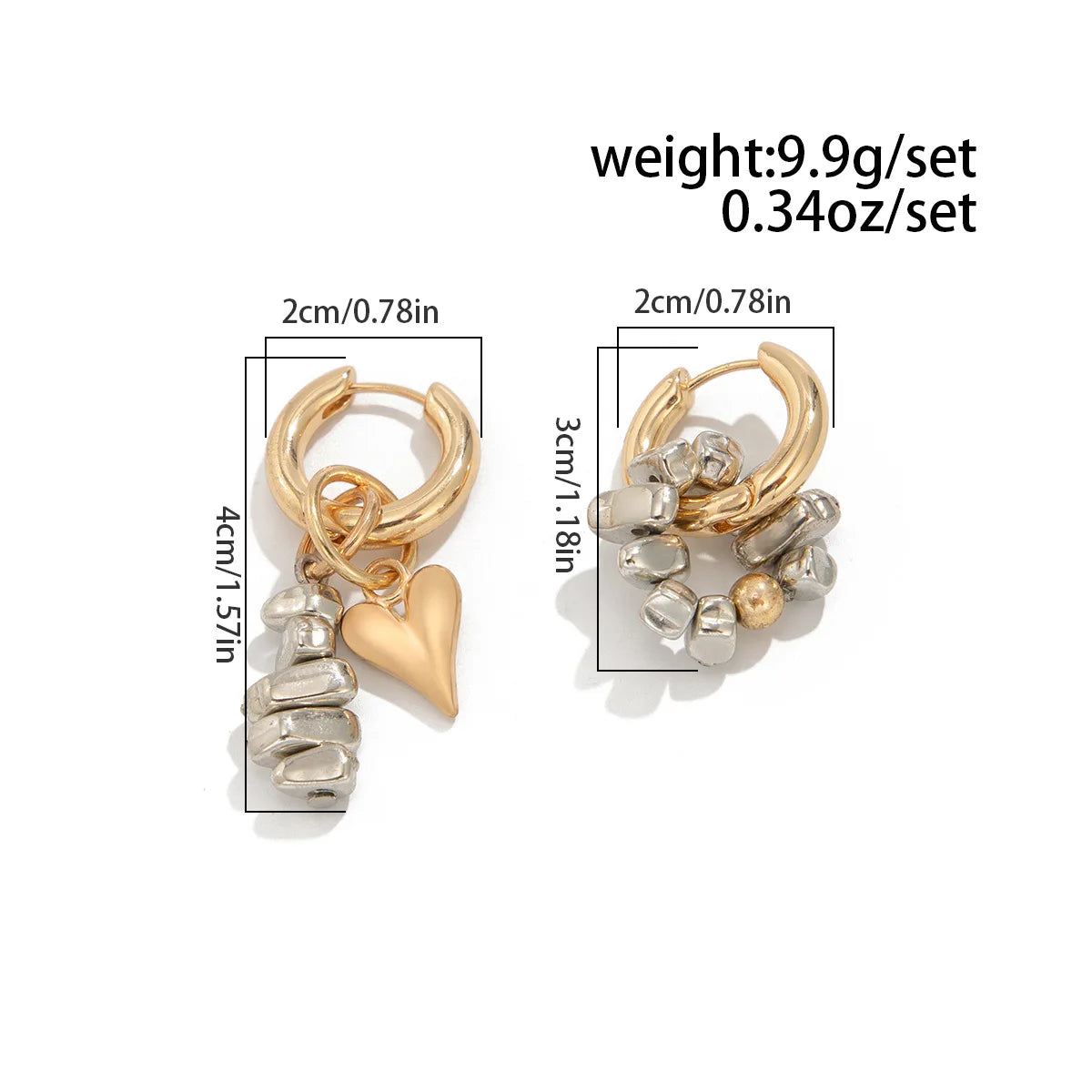 Hayden Beatrice | BOHO Vintage Irregularity Heart-Shaped Pendant Earrings