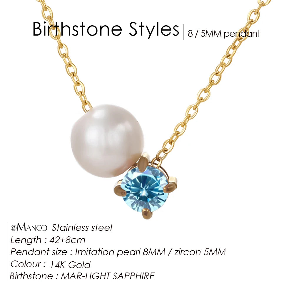 Hayden Reese | Pearls Zircon Pendant Birthstone Necklace