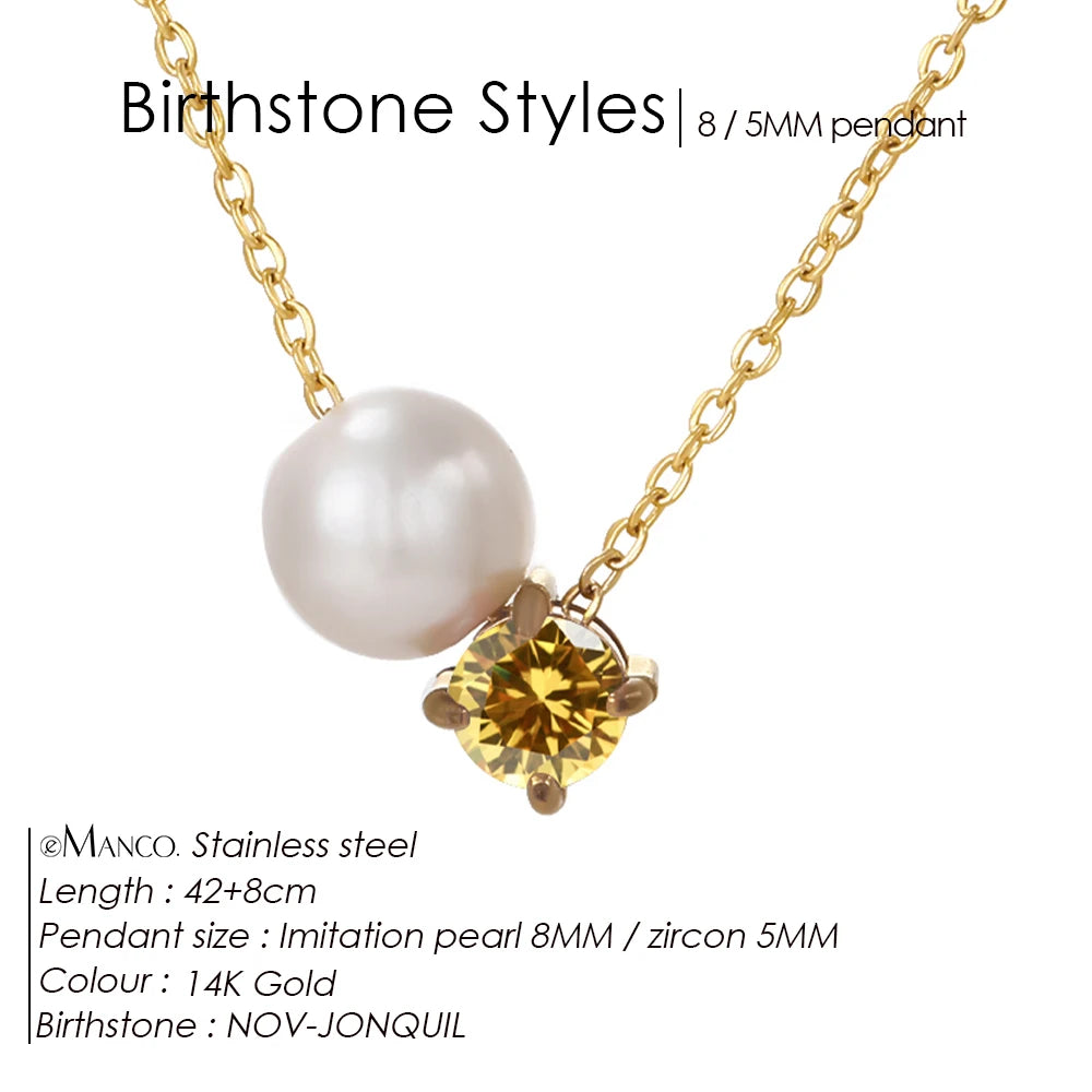 Hayden Reese | Pearls Zircon Pendant Birthstone Necklace