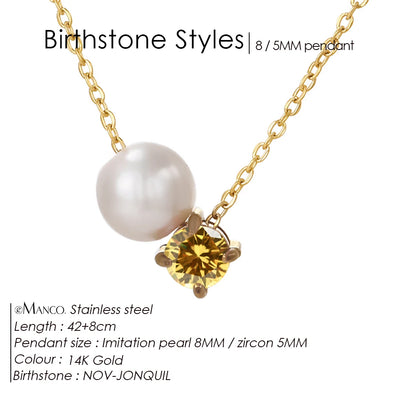 Hayden Reese | Pearls Zircon Pendant Birthstone Necklace