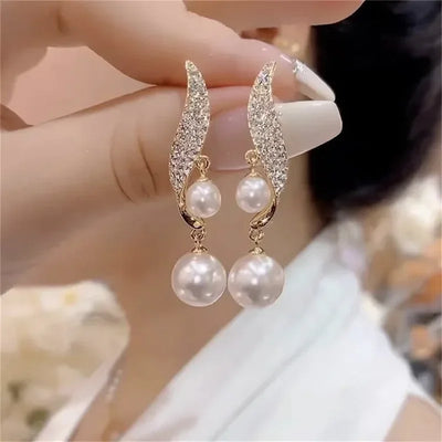 Hayden Charm | Pearl Dangle Zircon Stud Earrings