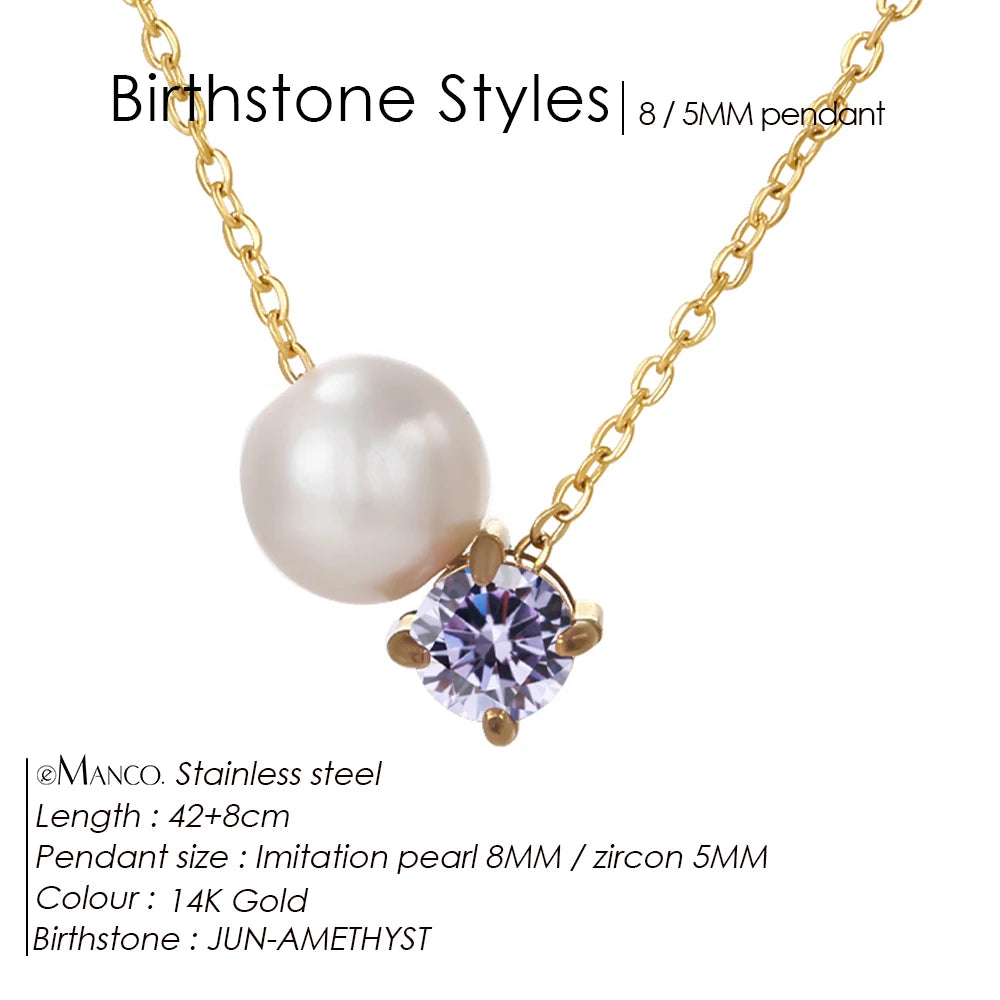 Hayden Reese | Pearls Zircon Pendant Birthstone Necklace