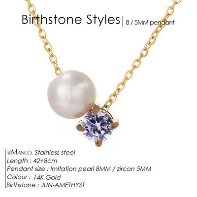 Hayden Reese | Pearls Zircon Pendant Birthstone Necklace
