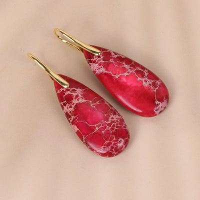 Red Sea Sediment Earrings- Teardrop Healing Earrings-Gemstone Dangle Earrings-Inner Peace Anxiety Relief Earrings Gift