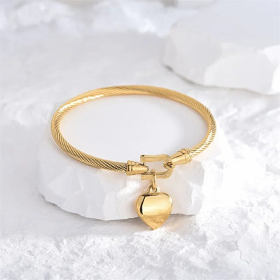 Hayden Ally | Heart Pendant Charm Bangle Bracelets