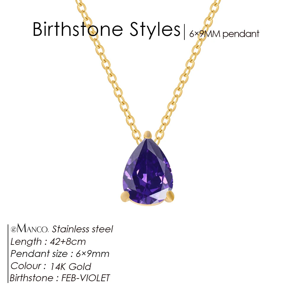 Hayden Nalani |Crystal Birthstone Necklace Teardrop