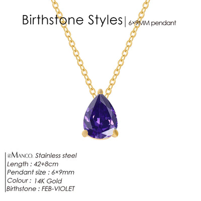 Hayden Nalani |Crystal Birthstone Necklace Teardrop