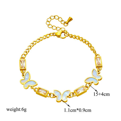Hayden Bree | White Square Crystal Butterfly Bracelet