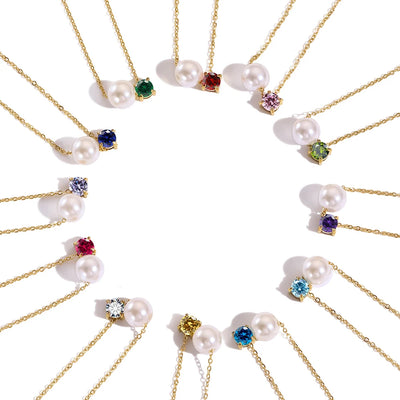 Hayden Reese | Pearls Zircon Pendant Birthstone Necklace