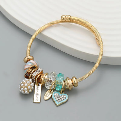 Hayden Ali |Stainless Steel Circle Panjiadora Beaded Love Bracelet