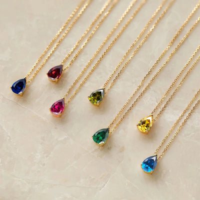 Hayden Nalani |Crystal Birthstone Necklace Teardrop
