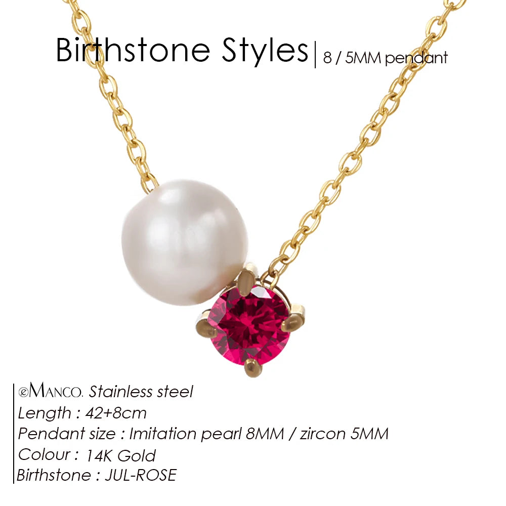 Hayden Reese | Pearls Zircon Pendant Birthstone Necklace