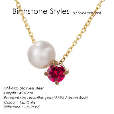 Hayden Reese | Pearls Zircon Pendant Birthstone Necklace