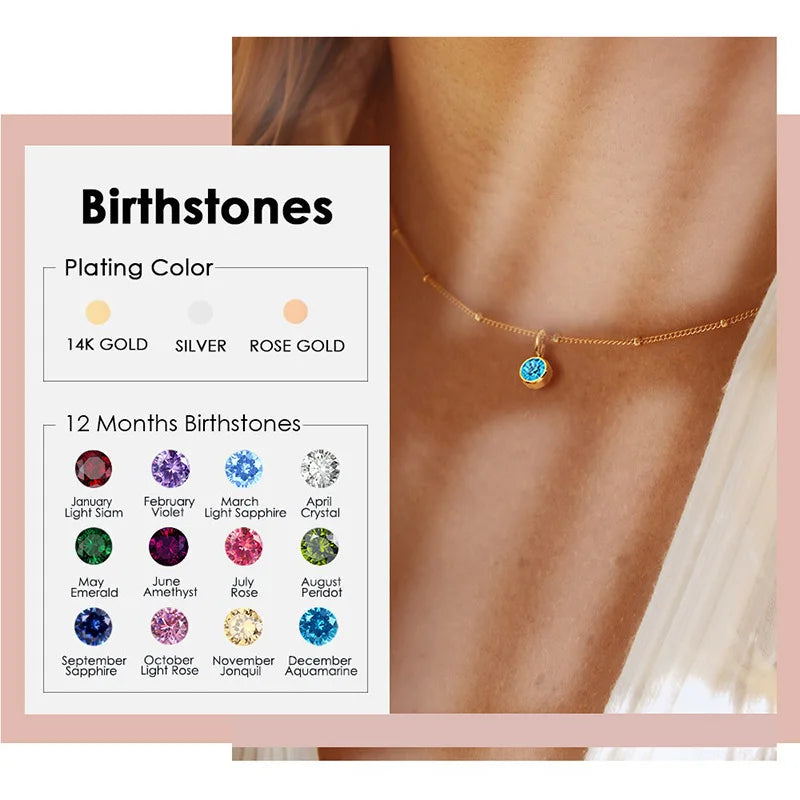Hayden Jovy | Stainless Steel Danity Birthstone Necklace
