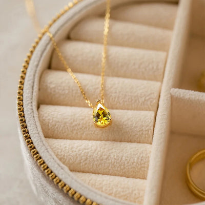 Hayden Nalani |Crystal Birthstone Necklace Teardrop
