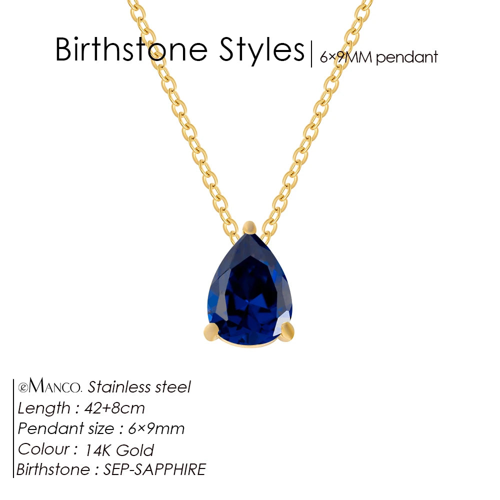 Hayden Nalani |Crystal Birthstone Necklace Teardrop