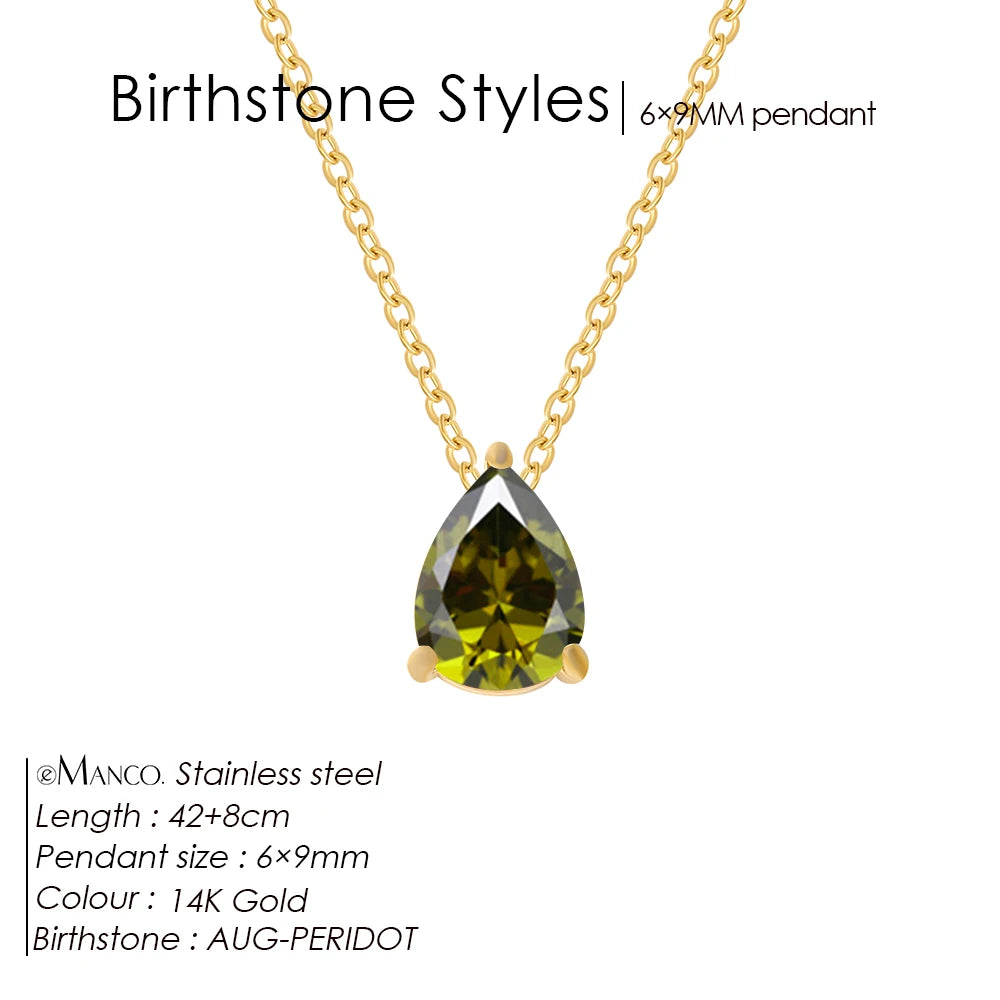 Hayden Nalani |Crystal Birthstone Necklace Teardrop